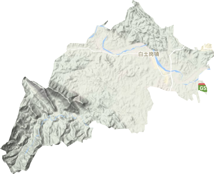 白土岗镇地形地图