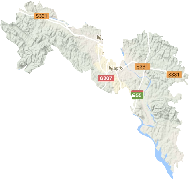 城郊乡地形地图