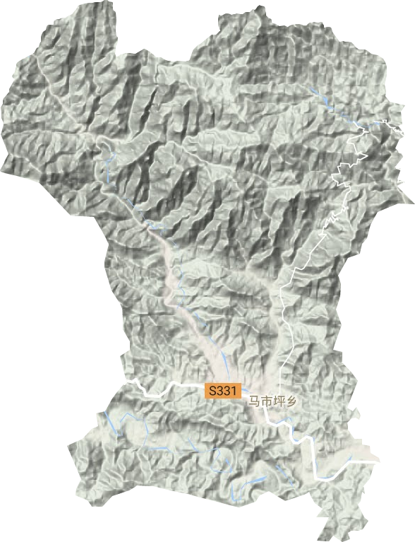 马市坪乡地形地图