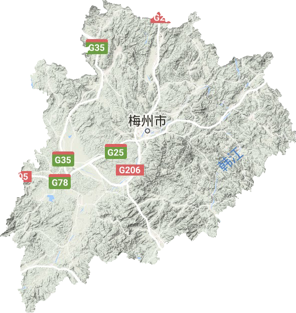 梅州市地形地图
