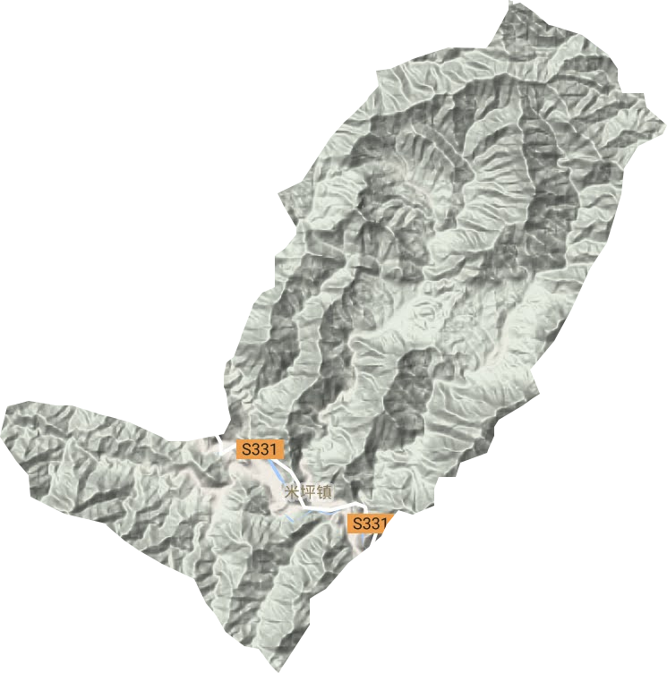 米坪镇地形地图
