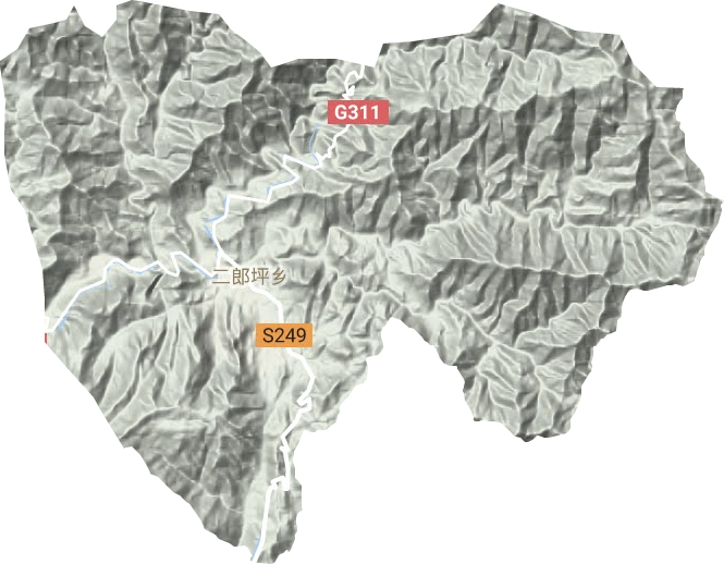 二郎坪镇地形地图