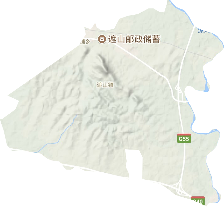 遮山镇地形地图