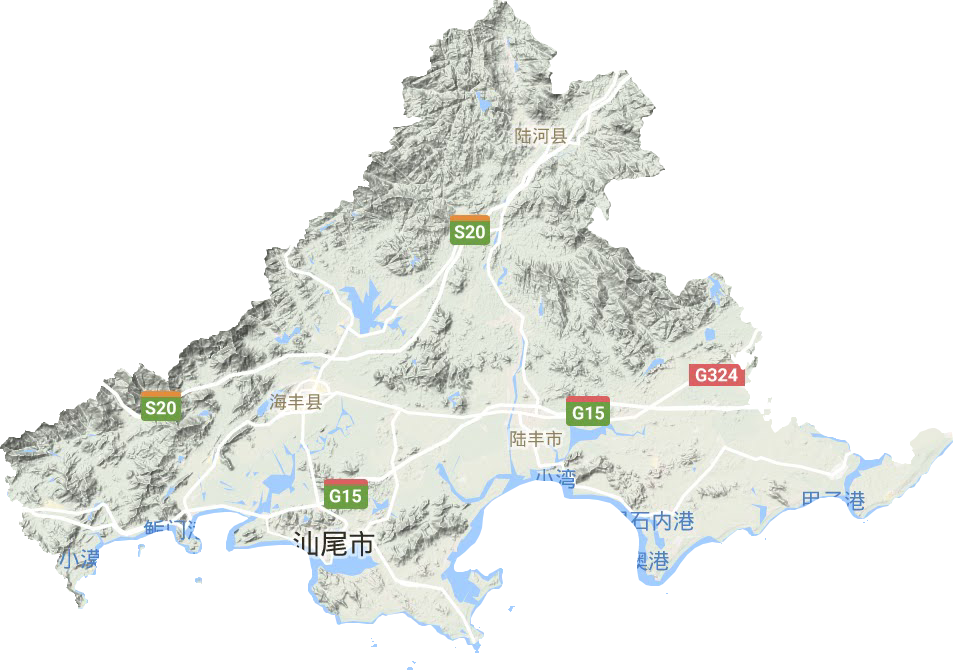 汕尾市地形地图