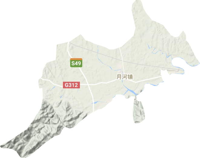 月河镇地形地图
