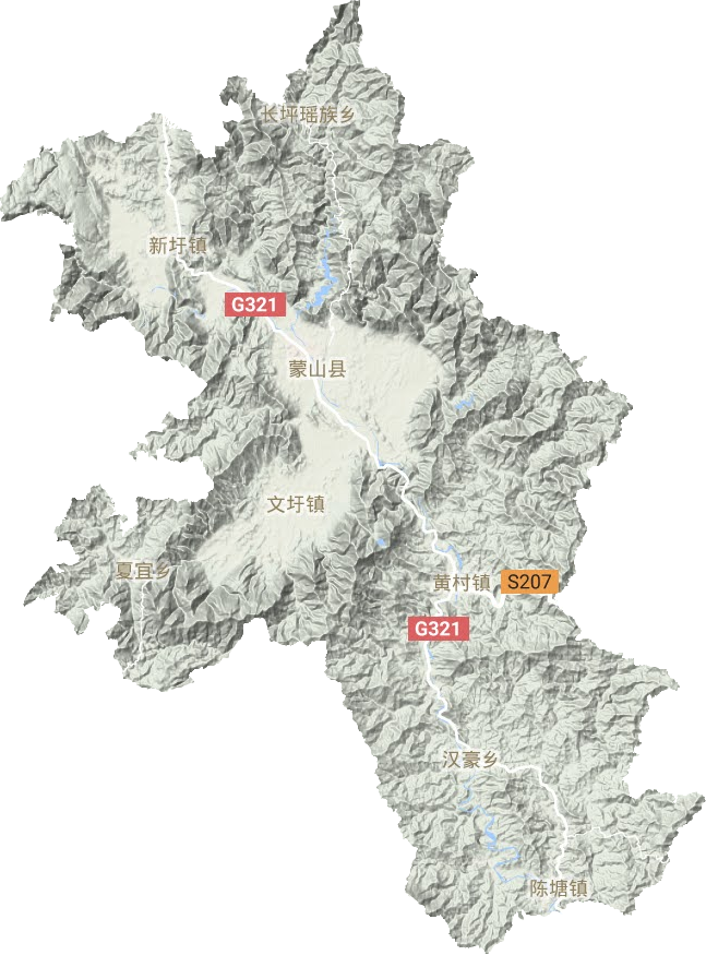 蒙山县地形地图