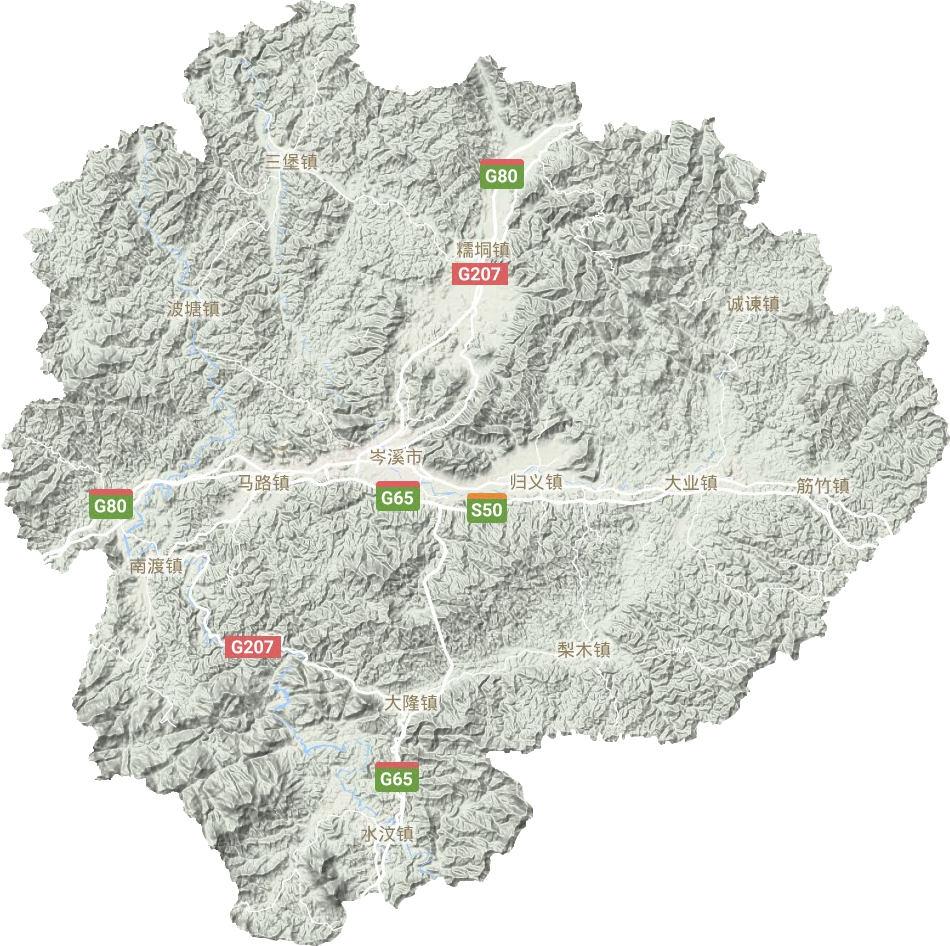 岑溪市地形地图