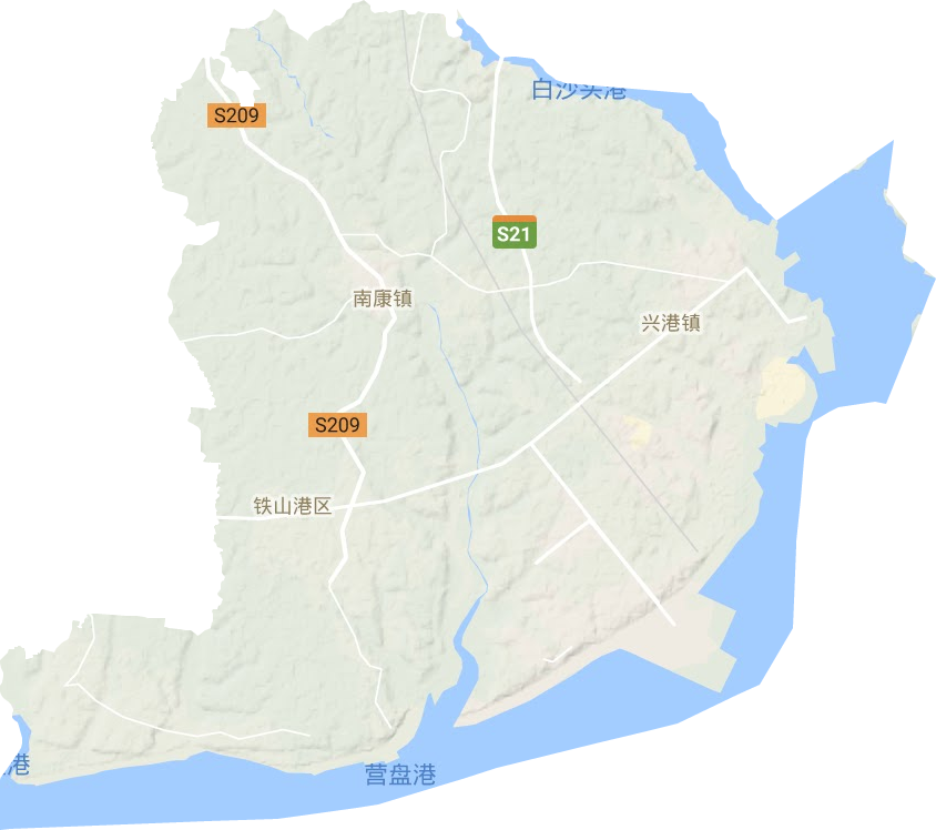 铁山港区地形地图
