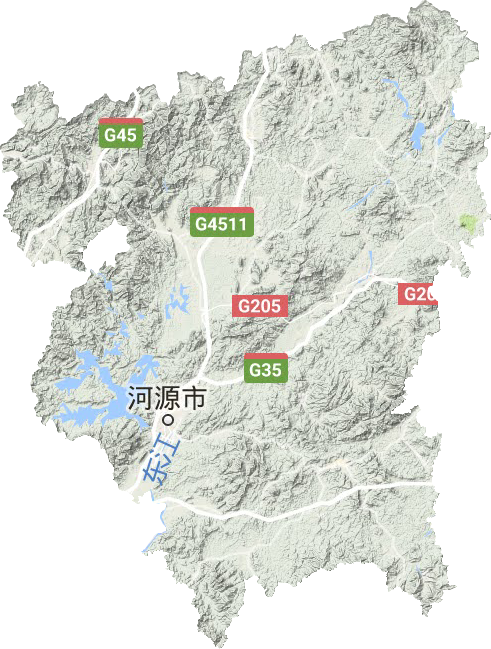 河源市地形地图