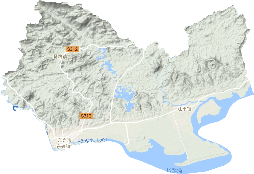 东兴市地形地图