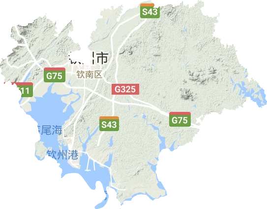 钦南区地形地图