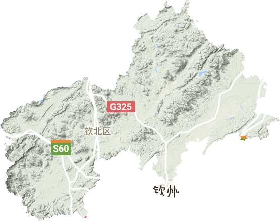 钦北区地形地图