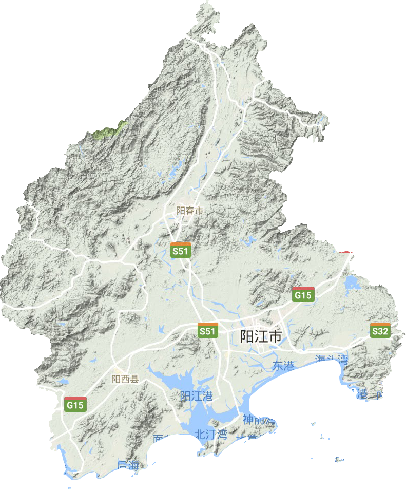 阳江市地形地图