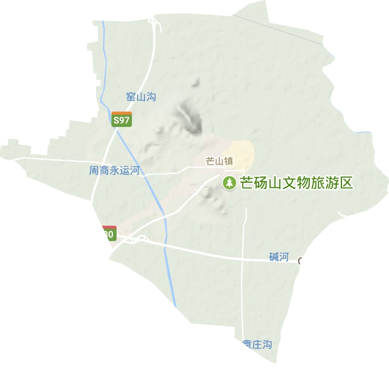 芒山镇地形地图