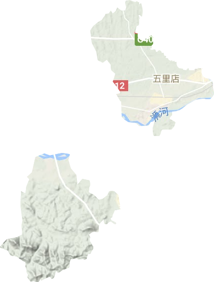 五里店街道地形地图