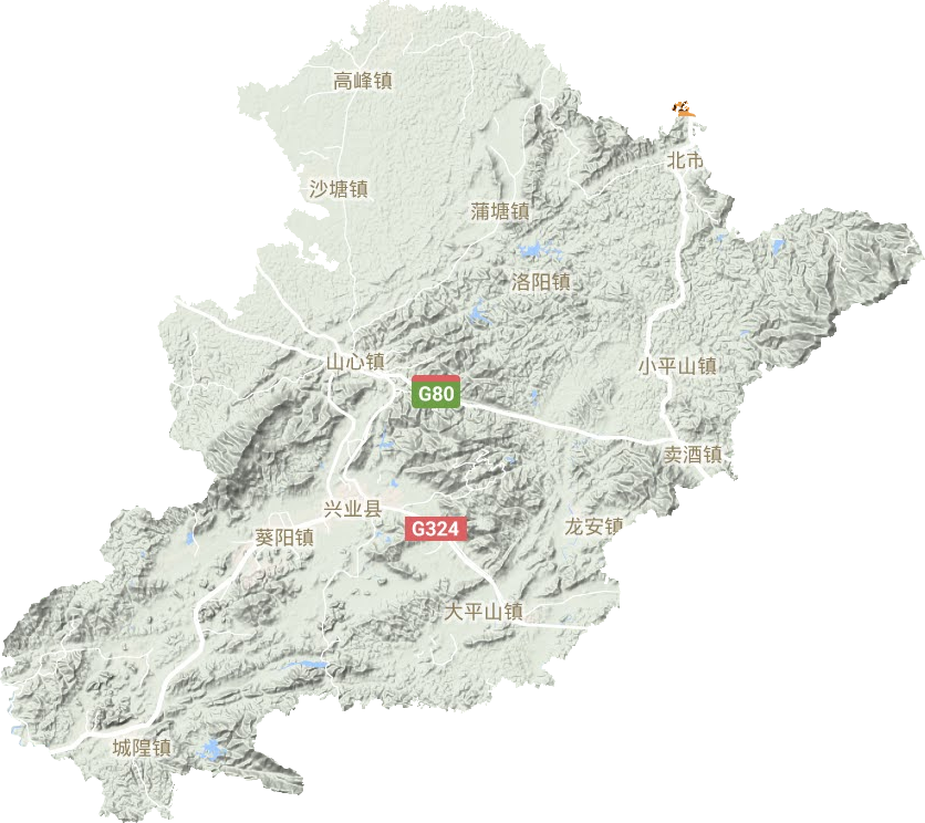 兴业县地形地图