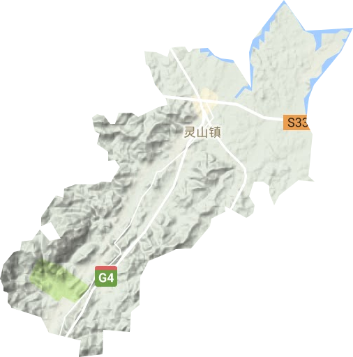 灵山镇地形地图
