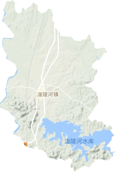 泼陂河镇地形地图