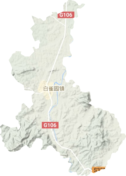 白雀园镇地形地图