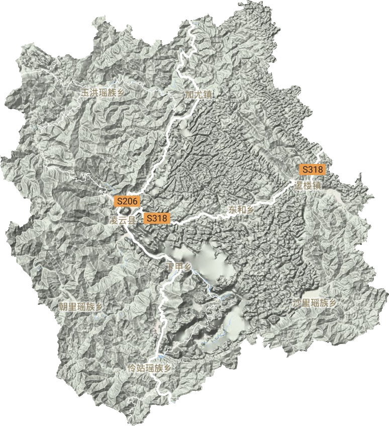 凌云县地形地图