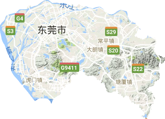 东莞市地形地图