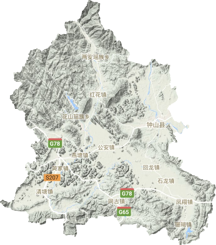 钟山县地形地图