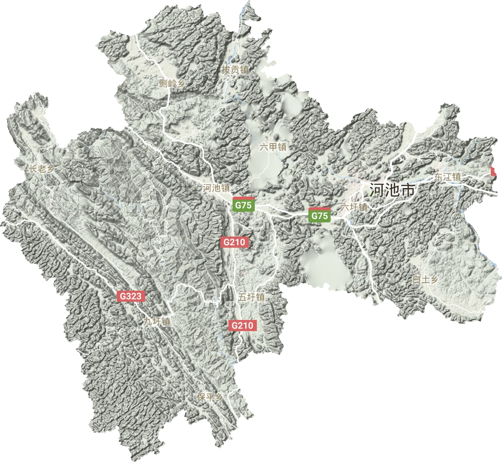 金城江区地形地图