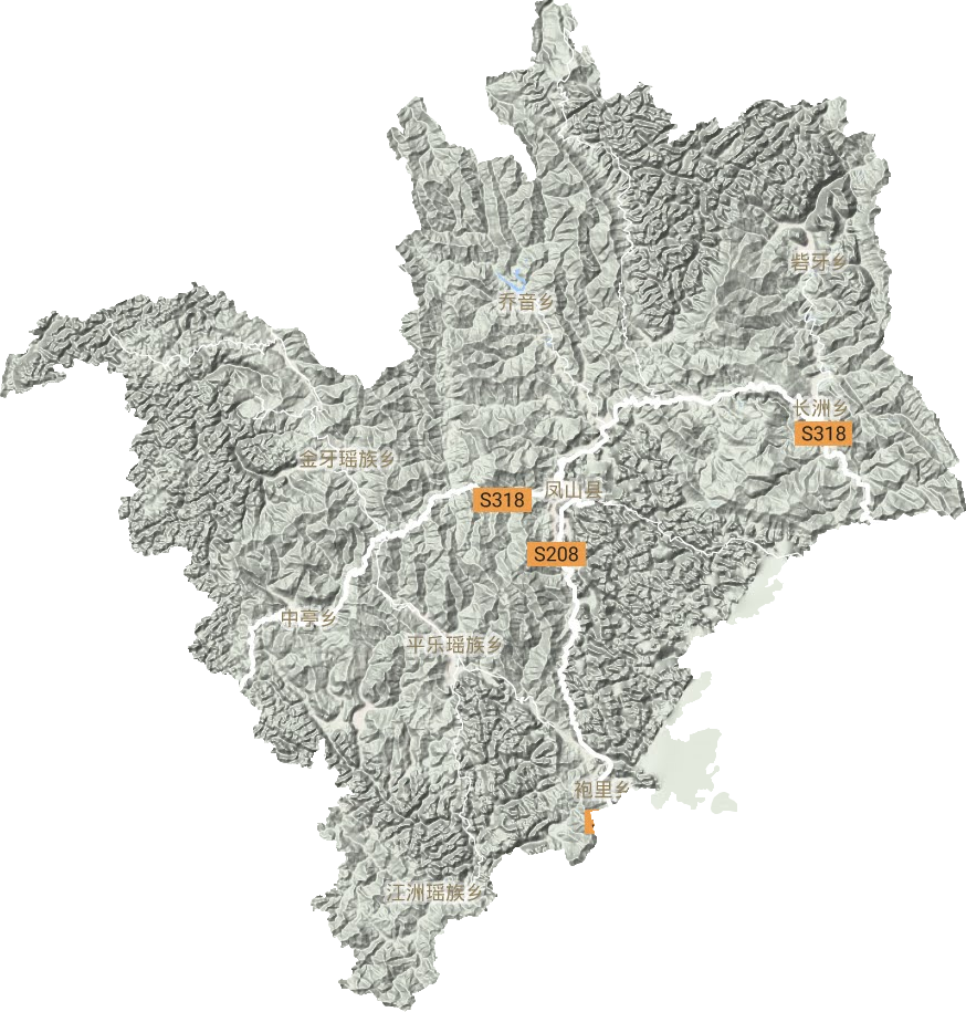 凤山县地形地图