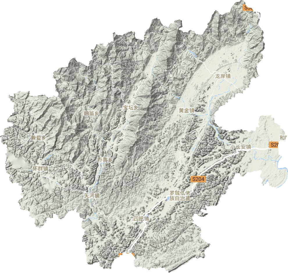 罗城县地形地图