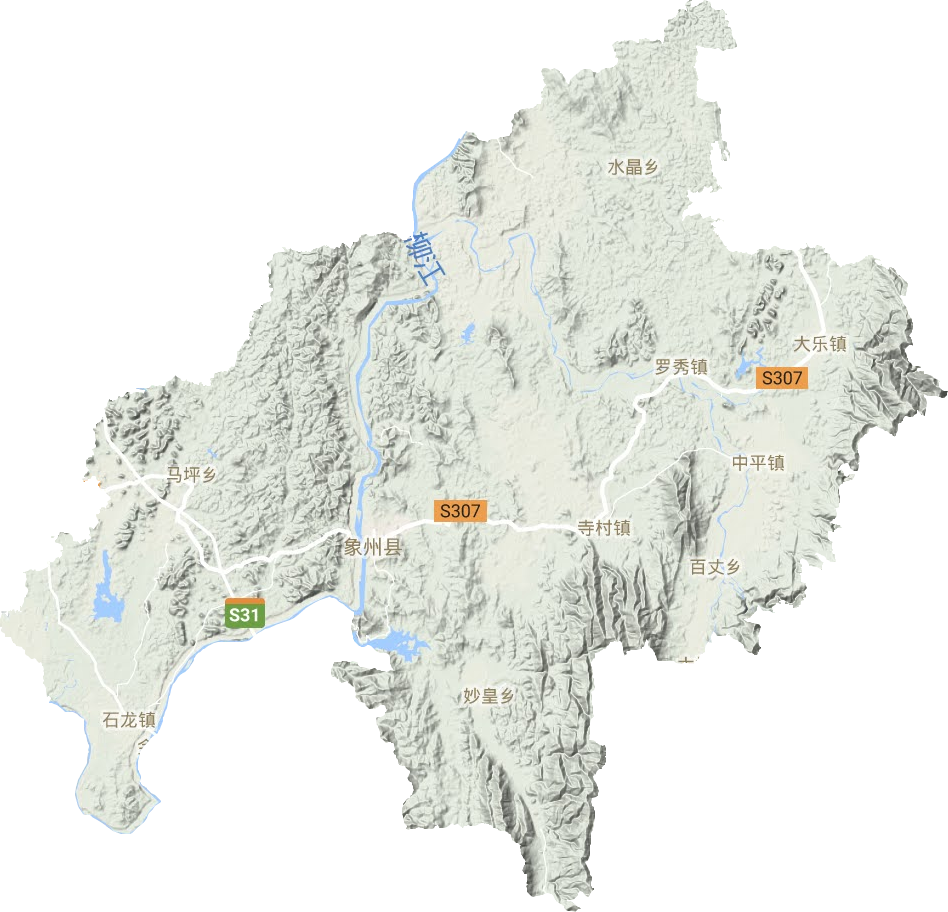 象州县地形地图