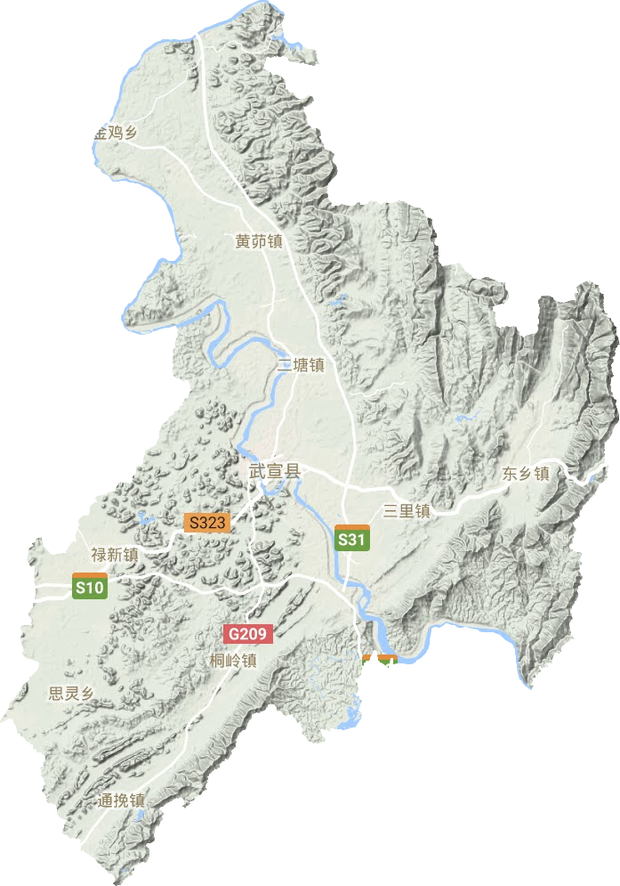 武宣县地形地图