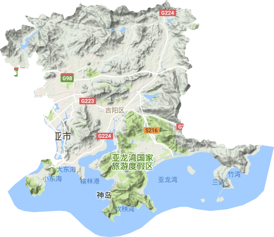 吉阳区地形地图