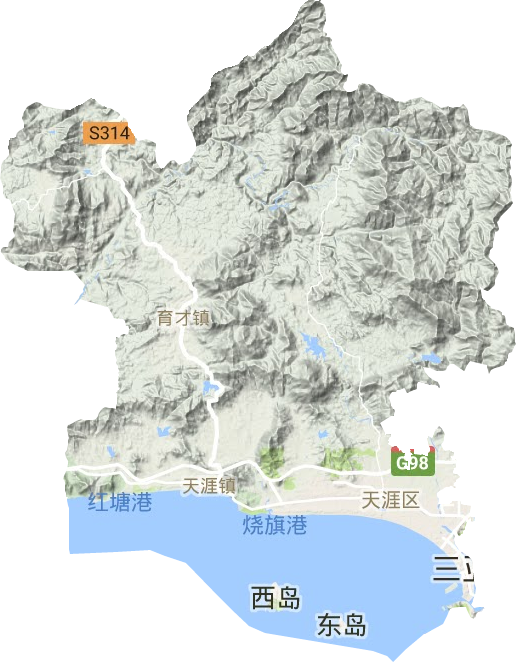 天涯区地形地图