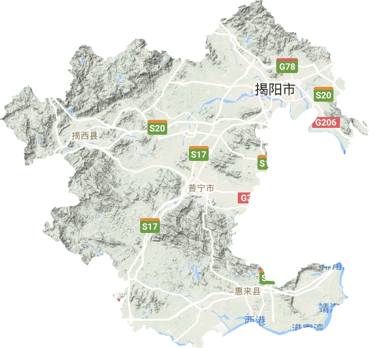 揭阳市地形地图