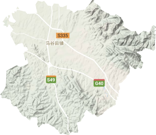 马谷田镇地形地图