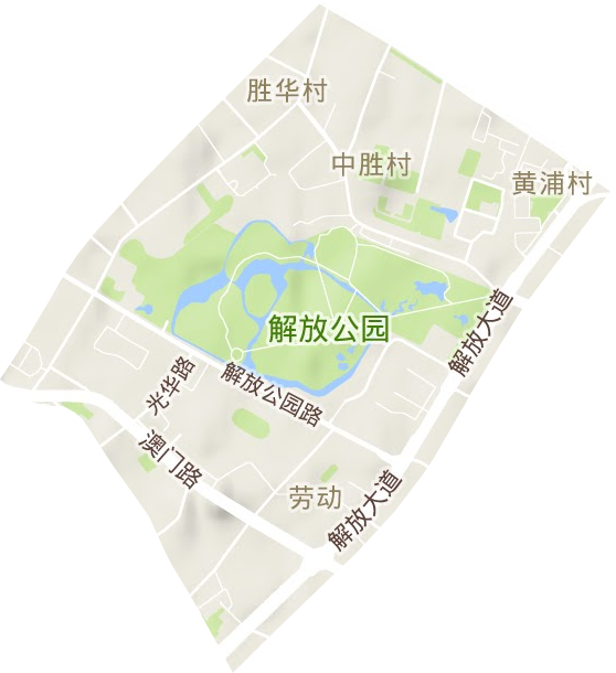 劳动街办事处地形地图