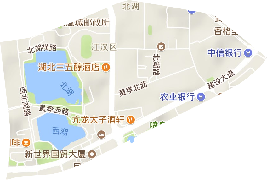 北湖街办事处地形地图
