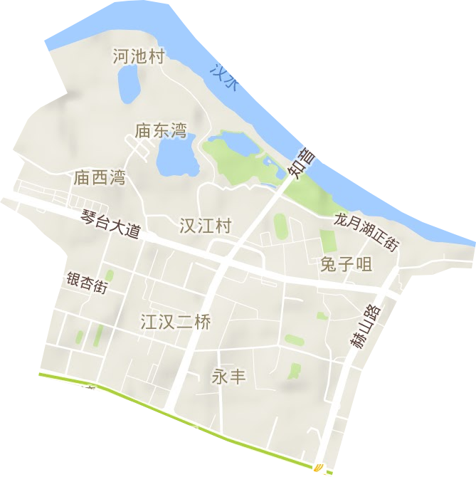 江汉二桥街道地形地图
