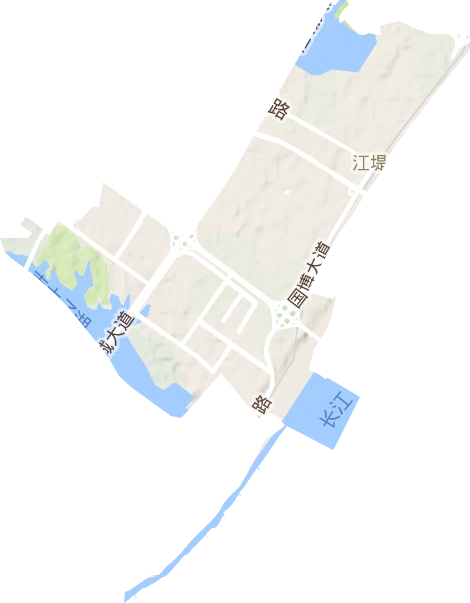 江堤街办事处地形地图