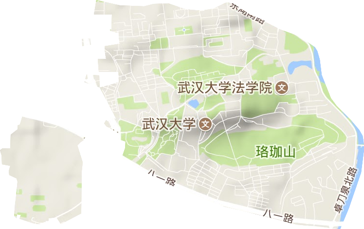 珞珈山街办事处地形地图