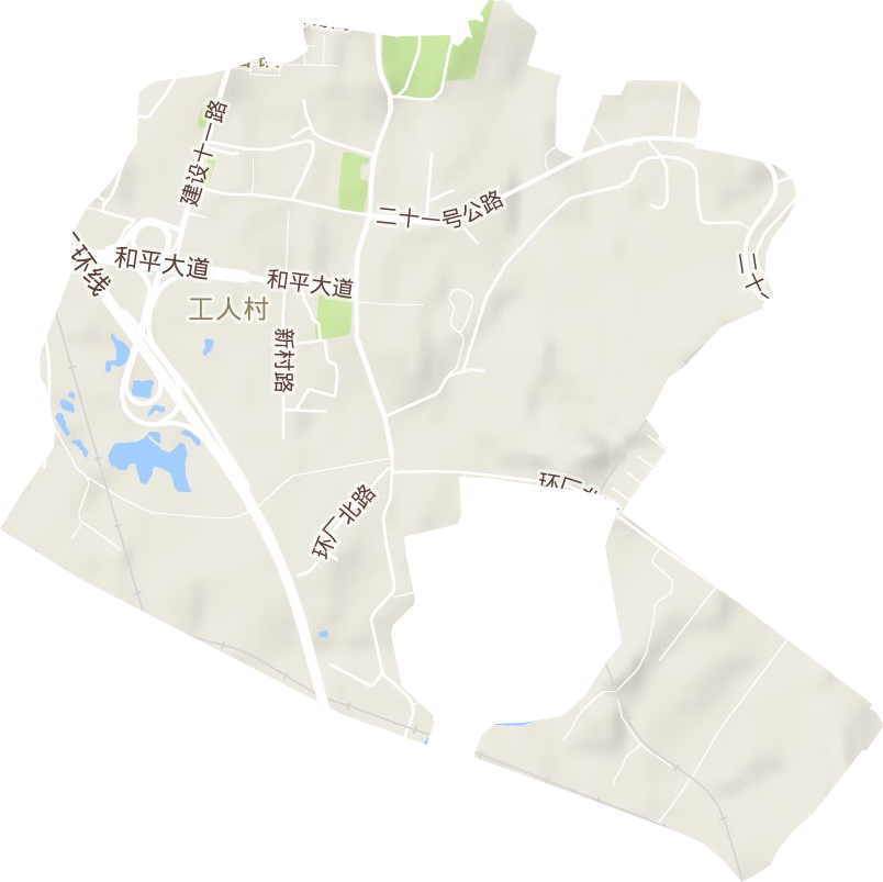 工人村街道地形地图