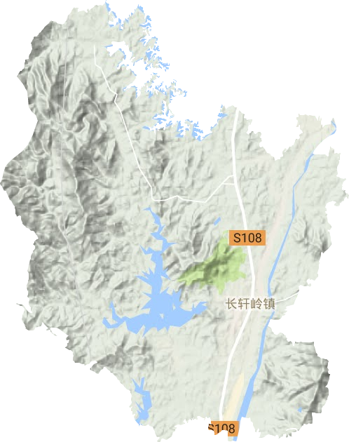 长轩岭街道地形地图