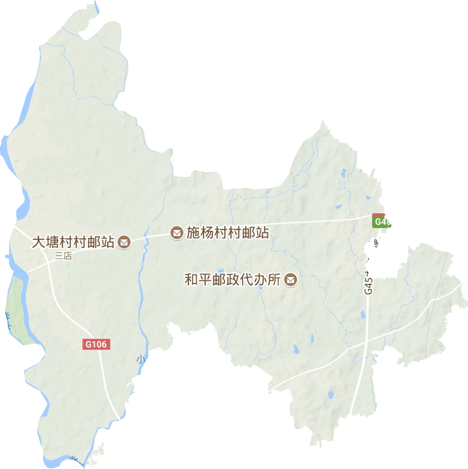 三店街道地形地图