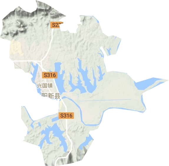 兴国镇地形地图