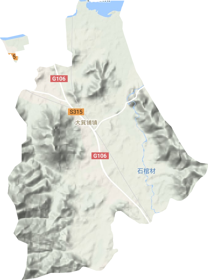 大箕铺镇地形地图