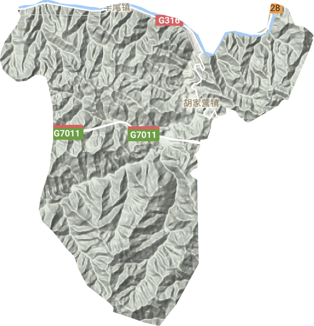 胡家营镇地形地图