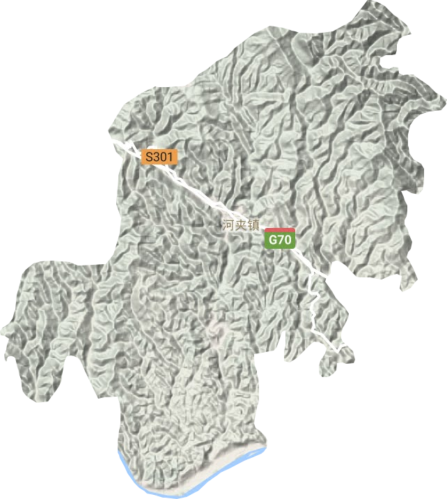 河夹镇地形地图