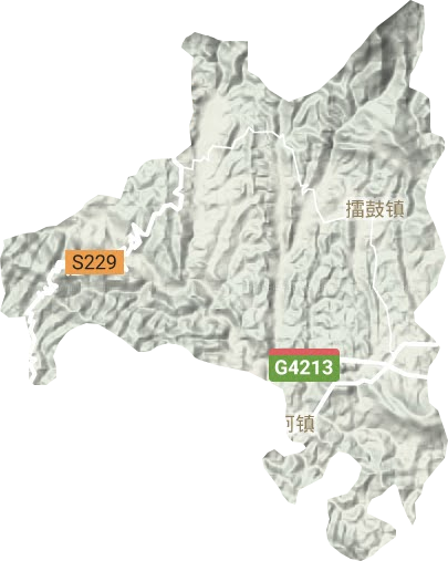 擂鼓镇地形地图