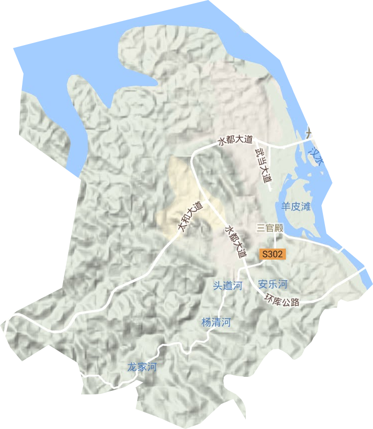 三官殿街道地形地图