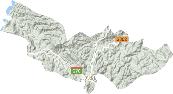 土关垭镇地形地图